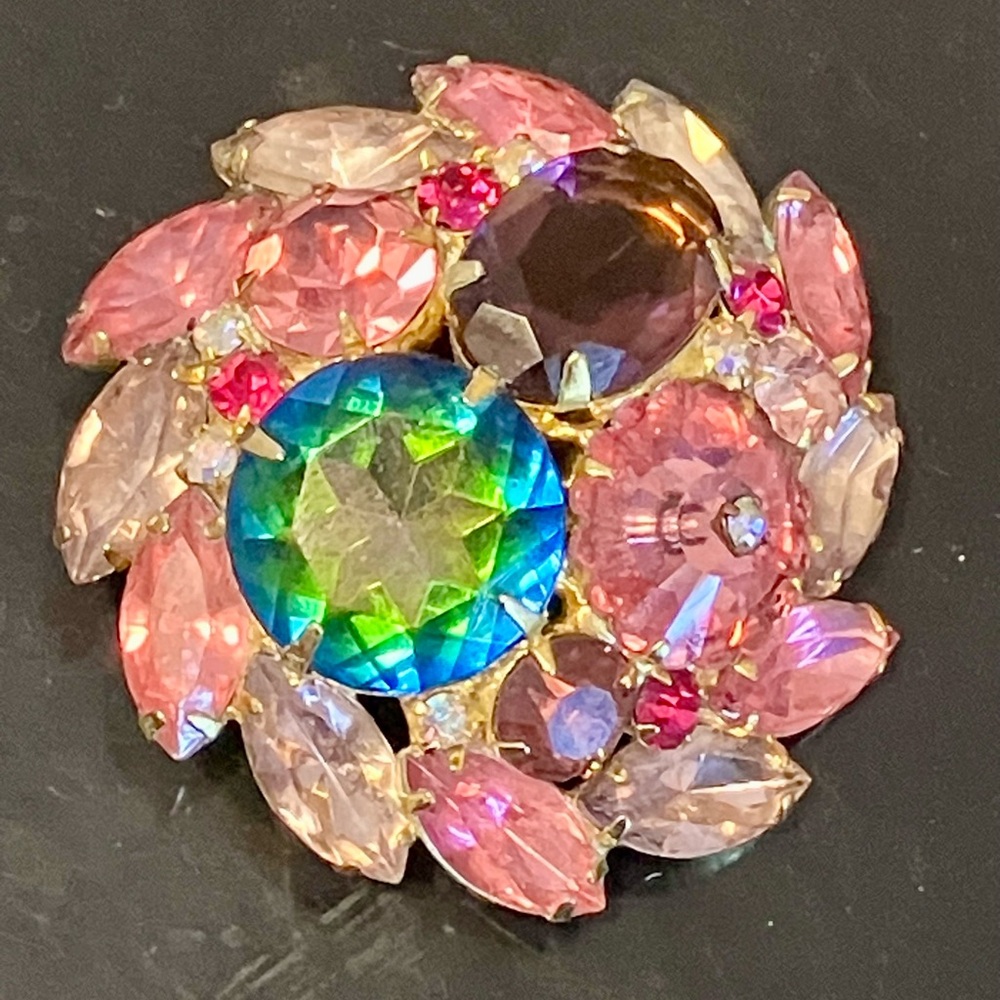 Juliana Pink  Margarita Crystal  Heliotrope Rhinestone Brooch